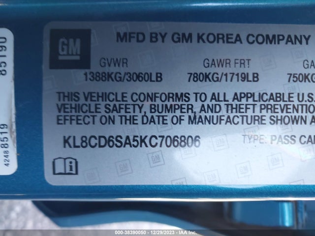 Chevrolet Spark 1lt Cvt 2019 KL8CD6SA5KC706806 Image 9