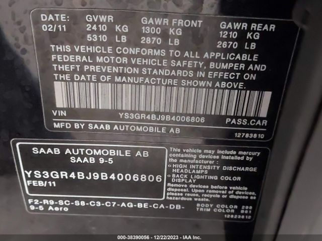 2011 SAAB 9-5 YS3GR4BJ9B4006806 Photo 8