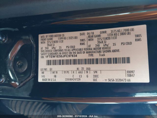 1FTEW1E50JFC97834 Ford F-150 Xlt