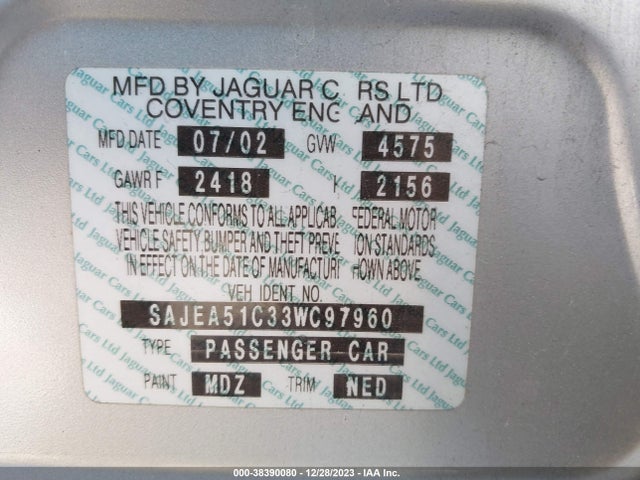 2003 JAGUAR X-TYPE SAJEA51C33WC97960 Photo 8