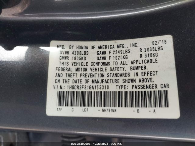 1HGCR2F31GA155310 Honda ACCORD LX