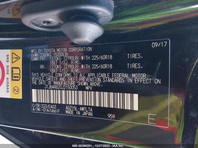 JTJBARBZ0J2150053 Lexus NX 300