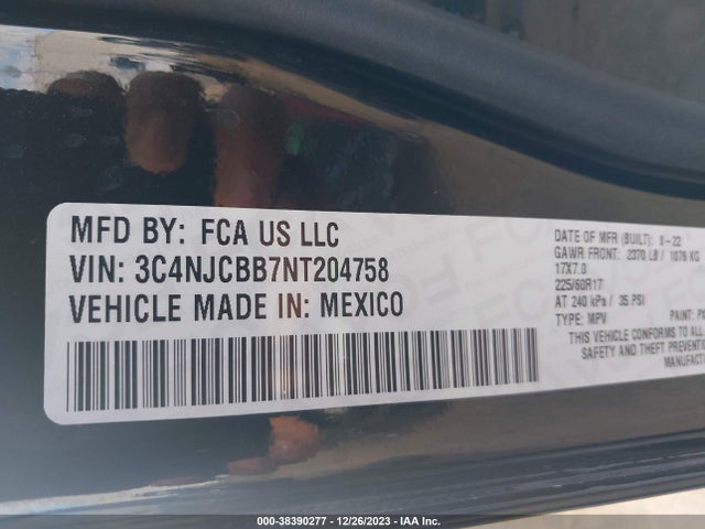 3C4NJCBB7NT204758 Jeep Compass Latitude Fwd