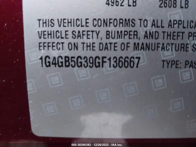 Buick Lacrosse Leather 2016 1G4GB5G39GF136667 Image 9