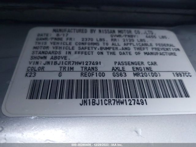 JN1BJ1CR7HW127491 Nissan Rogue Sport Sv