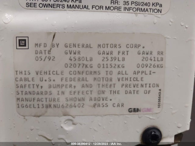 1992 CADILLAC ELDORADO 1G6EL13BXNU626402 Photo 8