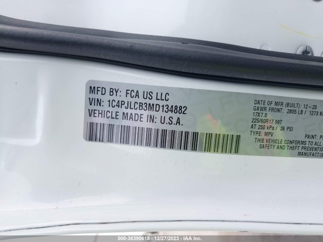 1C4PJLCB3MD134882 Jeep Cherokee Latitude Fwd