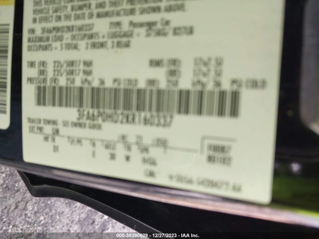 Ford FUSION SE 2019 3FA6P0HD2KR160337 Image 9
