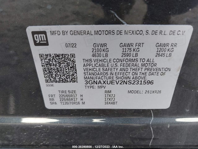 Chevrolet Equinox Awd Lt 2022 3GNAXUEV2NS231596 Image 9