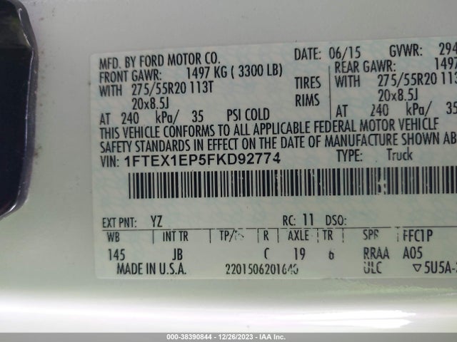Ford F-150 Xlt 2015 1FTEX1EP5FKD92774 Image 9
