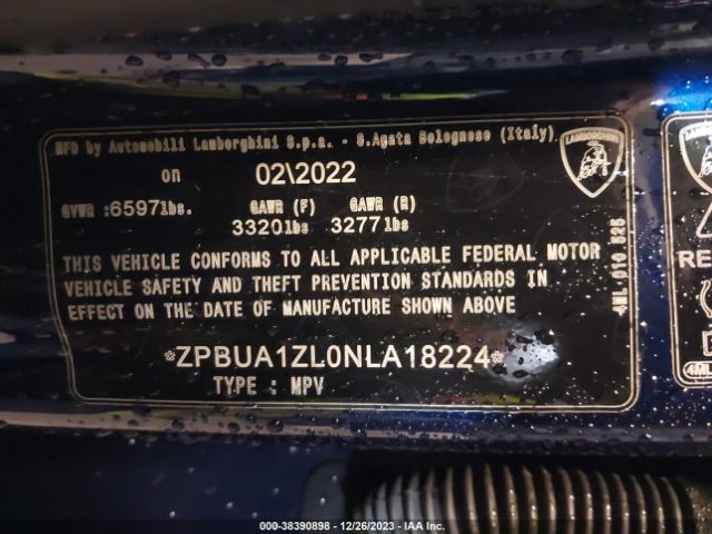 ZPBUA1ZL0NLA18224 Lamborghini Urus Graphite Capsule/pearl Capsule