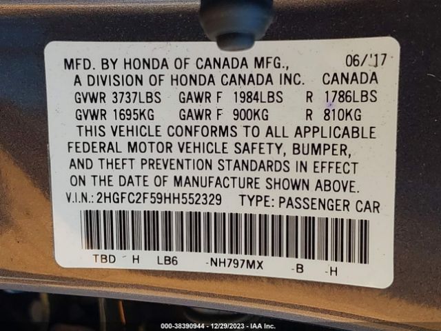 2HGFC2F59HH552329 Honda Civic Lx