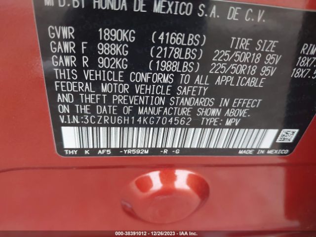 3CZRU6H14KG704562 Honda HR-V SPORT