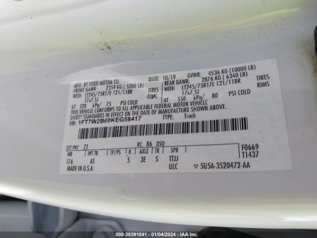 1FT7W2B60KEG58417 Ford F-250 Xl