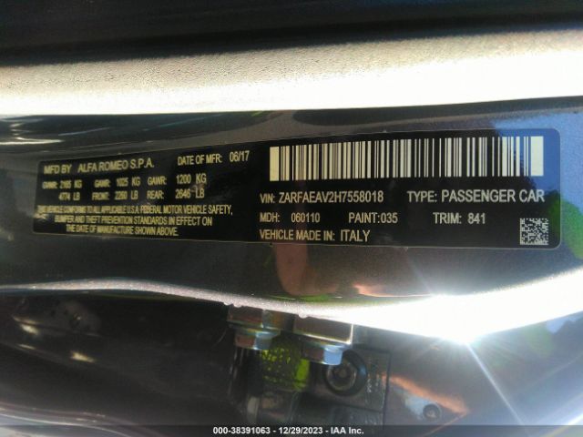 ZARFAEAV2H7558018 Alfa Romeo Giulia Quadrifoglio Rwd