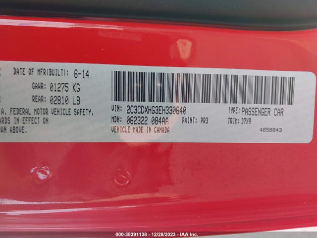 Dodge Charger Sxt 2014 2C3CDXHG3EH330640 Image 9