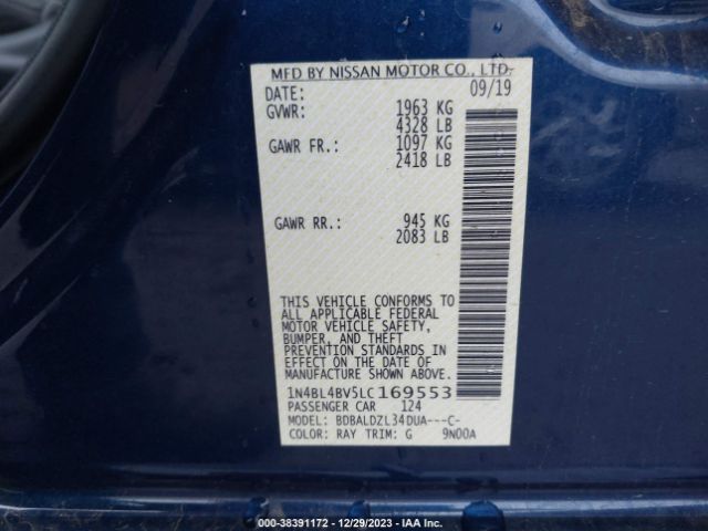 1N4BL4BV5LC169553 Nissan Altima S Fwd