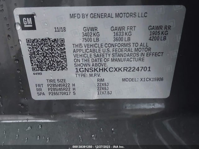 Chevrolet Suburban Lt 2019 1GNSKHKCXKR224701 Image 9