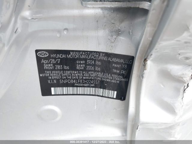 5NPD84LF8JH224557 Hyundai ELANTRA SEL
