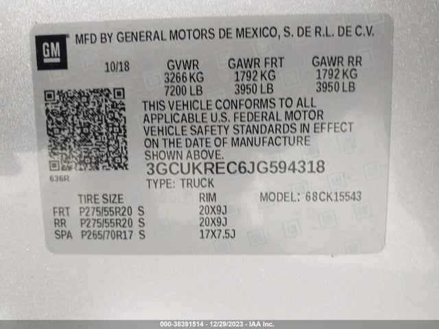Chevrolet Silverado 1500 2lt 2018 3GCUKREC6JG594318 Image 9