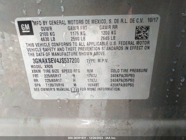 Chevrolet EQUINOX LT 2018 3GNAXSEV4JS537200 Image 9