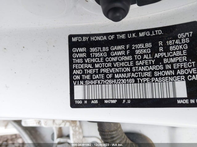 Honda Civic Lx 2017 SHHFK7H26HU230169 Image 9
