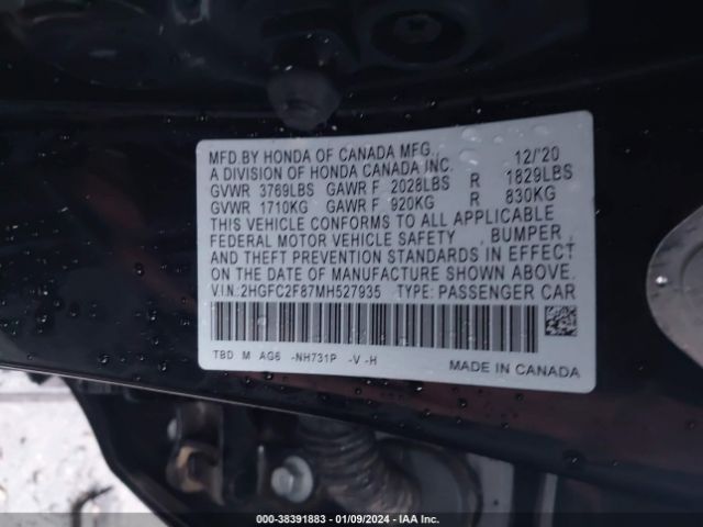 2HGFC2F87MH527935 Honda Civic Sport