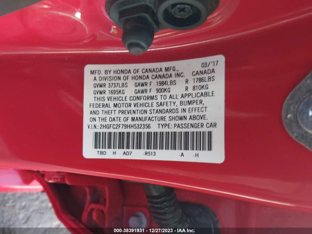 Honda CIVIC EX 2017 2HGFC2F79HH532356 Image 9