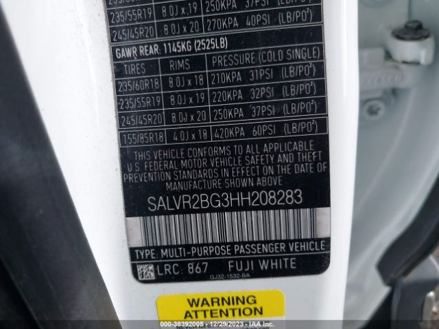 SALVR2BG3HH208283 Land Rover Range Rover Evoque Hse