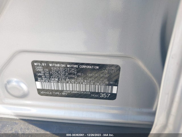 2017 MITSUBISHI OUTLANDER SPORT 2.4 SE VIN: JA4AP3AW8HZ063546