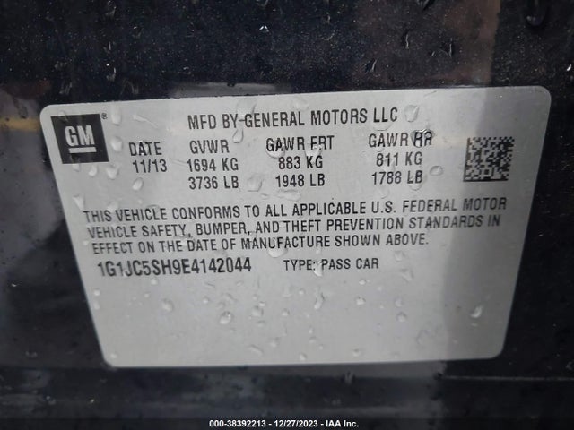 Chevrolet Sonic Lt Auto 2014 1G1JC5SH9E4142044 Image 9