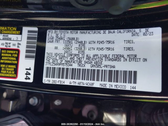 Toyota Tacoma Sr V6 2023 3TMCZ5AN9PM575344 Image 9