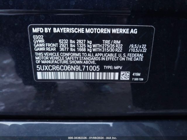 5UXCR6C06N9L71005 BMW X5 Xdrive40i