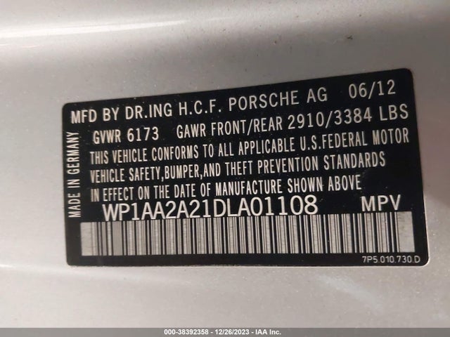 2013 PORSCHE CAYENNE WP1AA2A21DLA01108 Photo 8