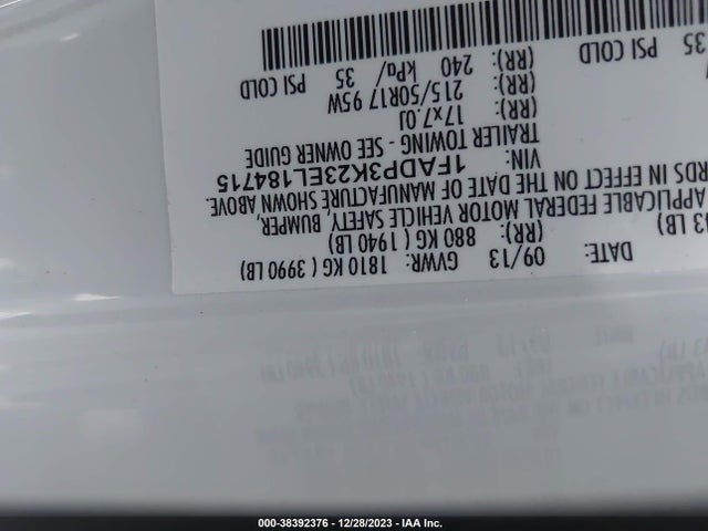 Ford FOCUS SE 2014 1FADP3K23EL184715 Image 9
