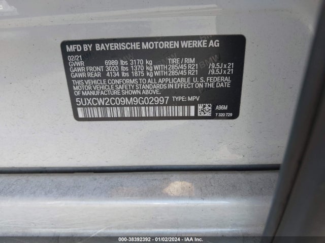 BMW X7 Xdrive40i 2021 5UXCW2C09M9G02997 Image 9