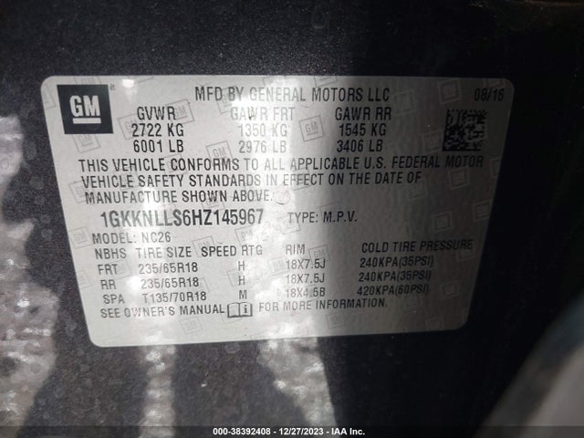 GMC Acadia Sle-2 2017 1GKKNLLS6HZ145967 Image 9