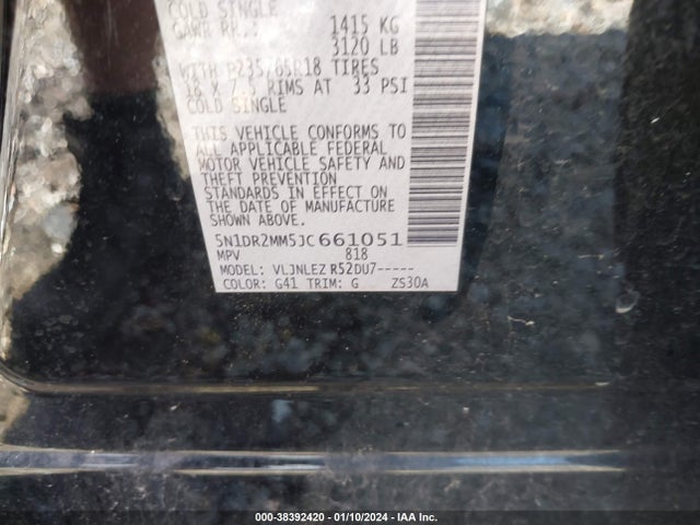 Nissan Pathfinder Sv 2018 5N1DR2MM5JC661051 Image 9