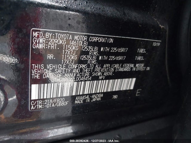 2020 TOYOTA RAV4 LE VIN: JTMG1RFV2LD048454