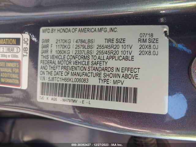 Acura Rdx A-spec Pkg 2019 5J8TC1H66KL006083 Image 9
