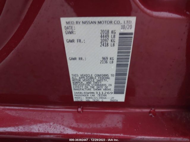 1N4BL4EW4MN311269 Nissan Altima Sl Intelligent Awd