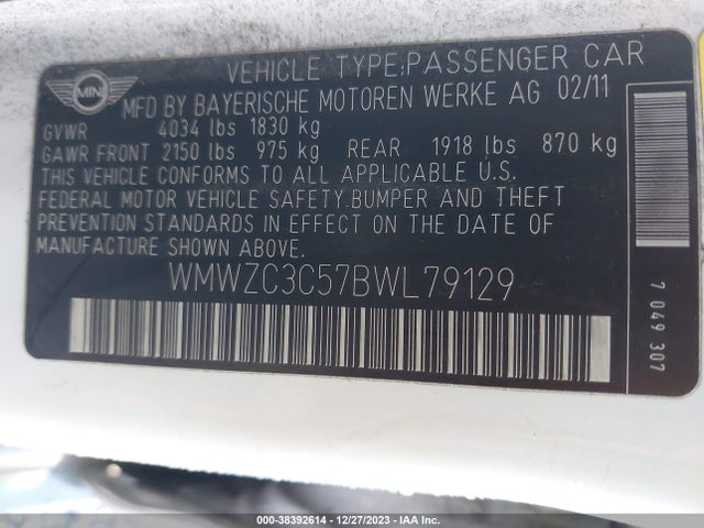 2011 MINI COOPER S COUNTRYMAN WMWZC3C57BWL79129 Photo 8