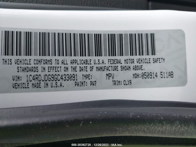 1C4RDJDG9GC433091 Dodge DURANGO LIMITED