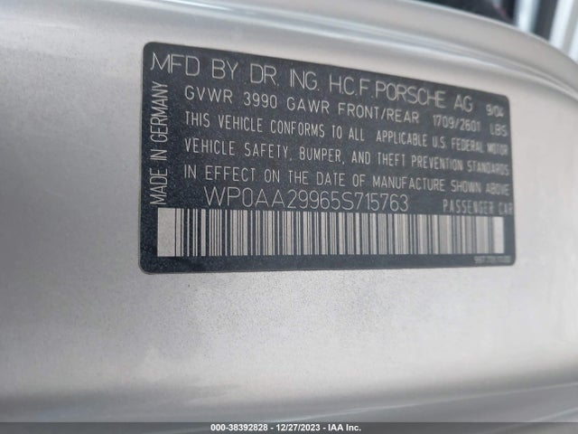 2005 PORSCHE 911 WP0AA29965S715763 Photo 8