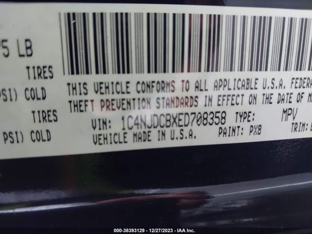 Jeep Compass Limited 2014 1C4NJDCBXED708358 Image 9