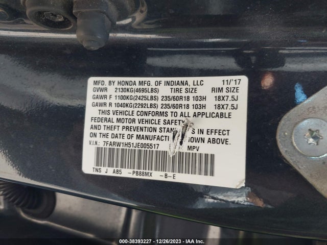 Honda CR-V EX 2018 7FARW1H51JE005517 Image 9