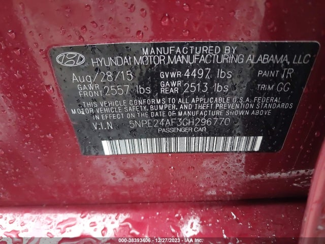 Hyundai SONATA SE 2016 5NPE24AF3GH296770 Image 27