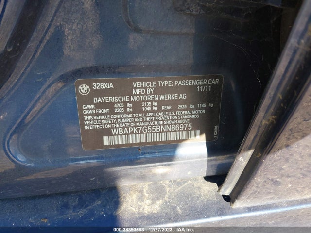 2011 BMW 328I XDRIVE VIN: WBAPK7G55BNN86975