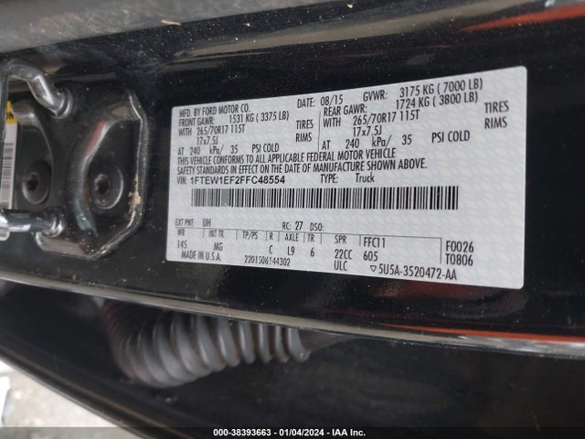 Ford F-150 Xlt 2015 1FTEW1EF2FFC48554 Image 9