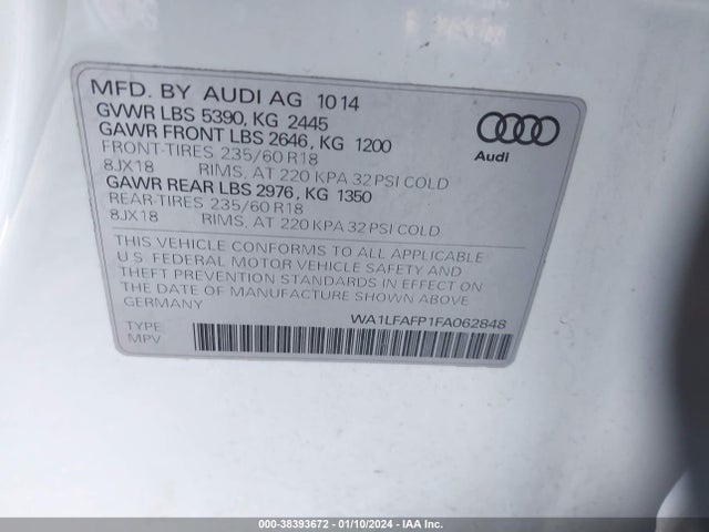 WA1LFAFP1FA062848 Audi Q5 2.0t Premium